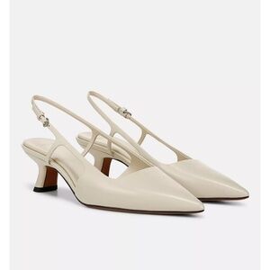 New Vince Bianca Leather Slingback Heel In Moonlight Sz 6